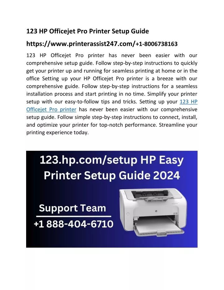 123 hp officejet pro printer setup guide