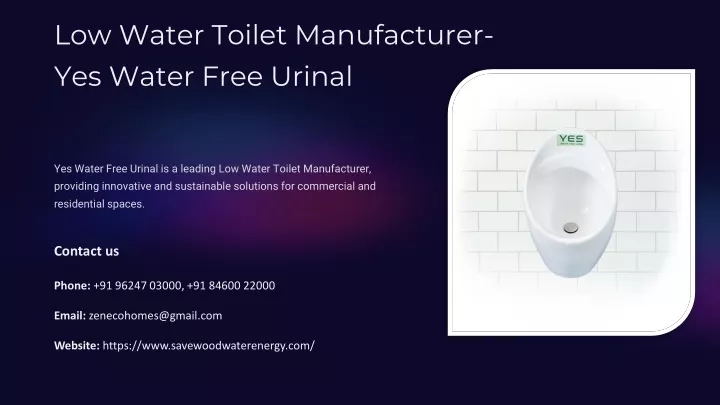 low water toilet manufacturer yes water free