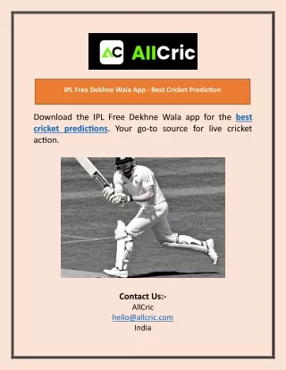 IPL Free Dekhne Wala App - Best Cricket Prediction