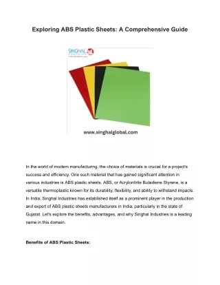 exploring abs plastic sheets a comprehensive guide