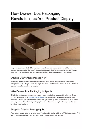 How Drawer Box Packaging Revolutionises You Product Display