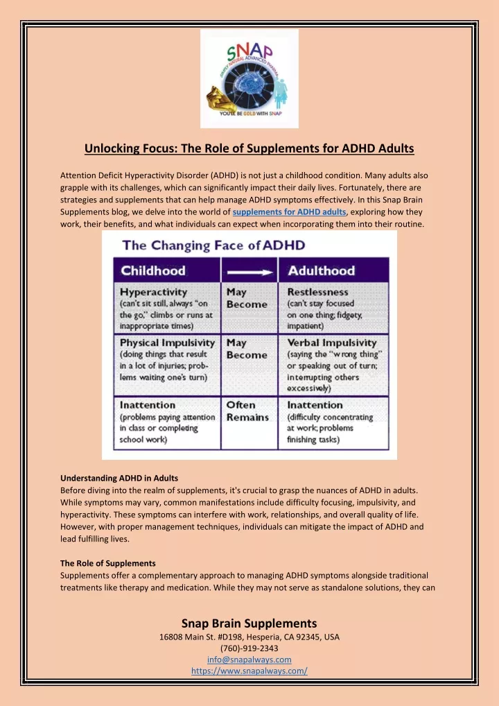 unlocking focus the role of supplements for adhd