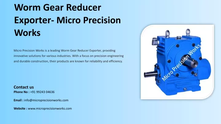 worm gear reducer exporter micro precision works