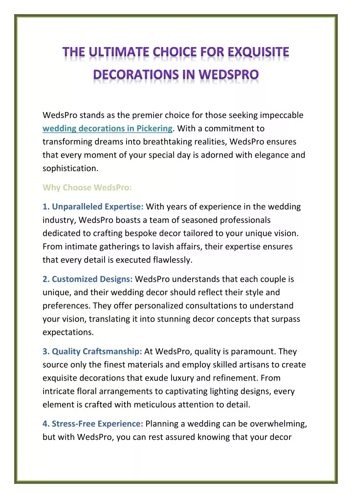 wedspro stands as the premier choice for those