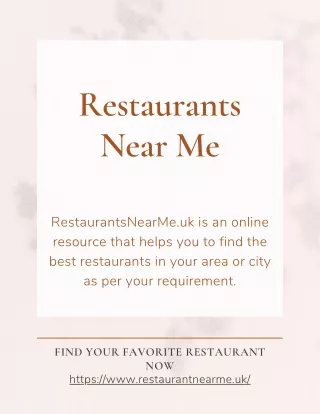 Best Restaurants Near Me PDF