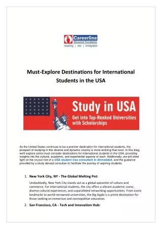 Must Explore Destinations for International Students in the USA