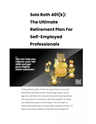 Solo Roth 401(k) The Ultimate Retirement Plan For Self-Emplo
