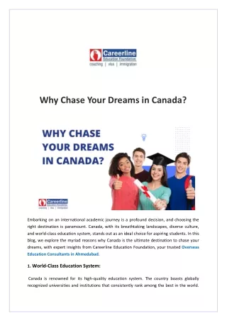 Why Chase Your Dreams in Canada