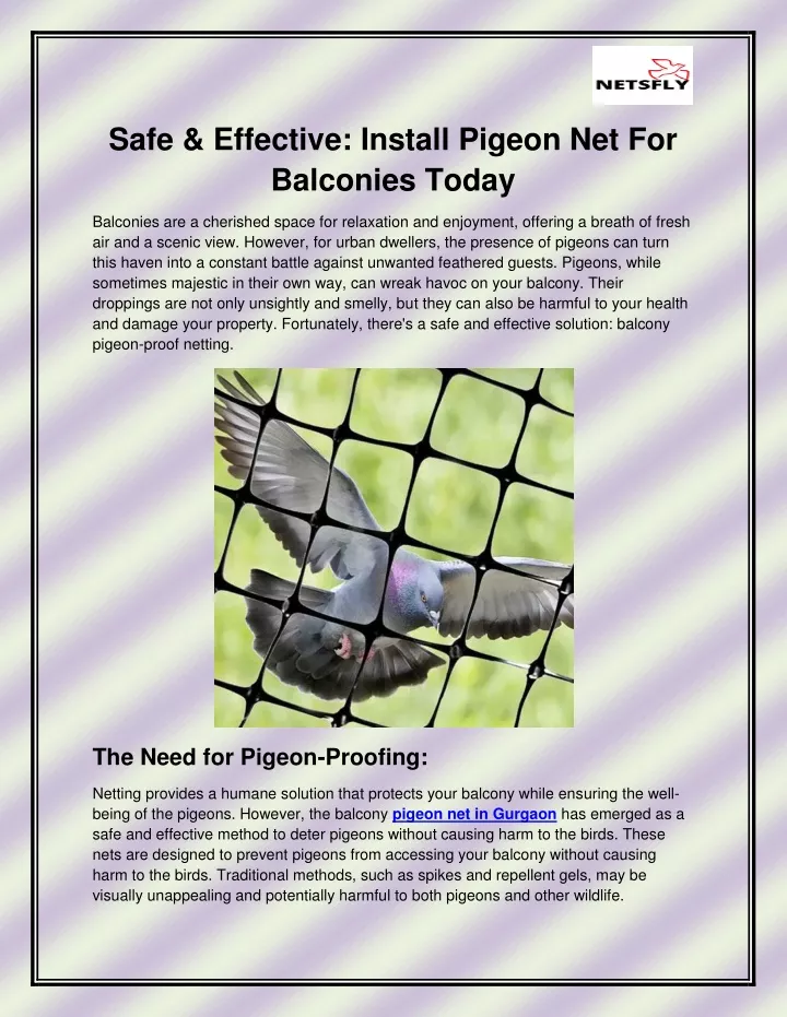 safe effective install pigeon net for balconies