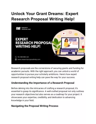 Unlock Your Grant Dreams_ Expert Research Proposal Writing Help!