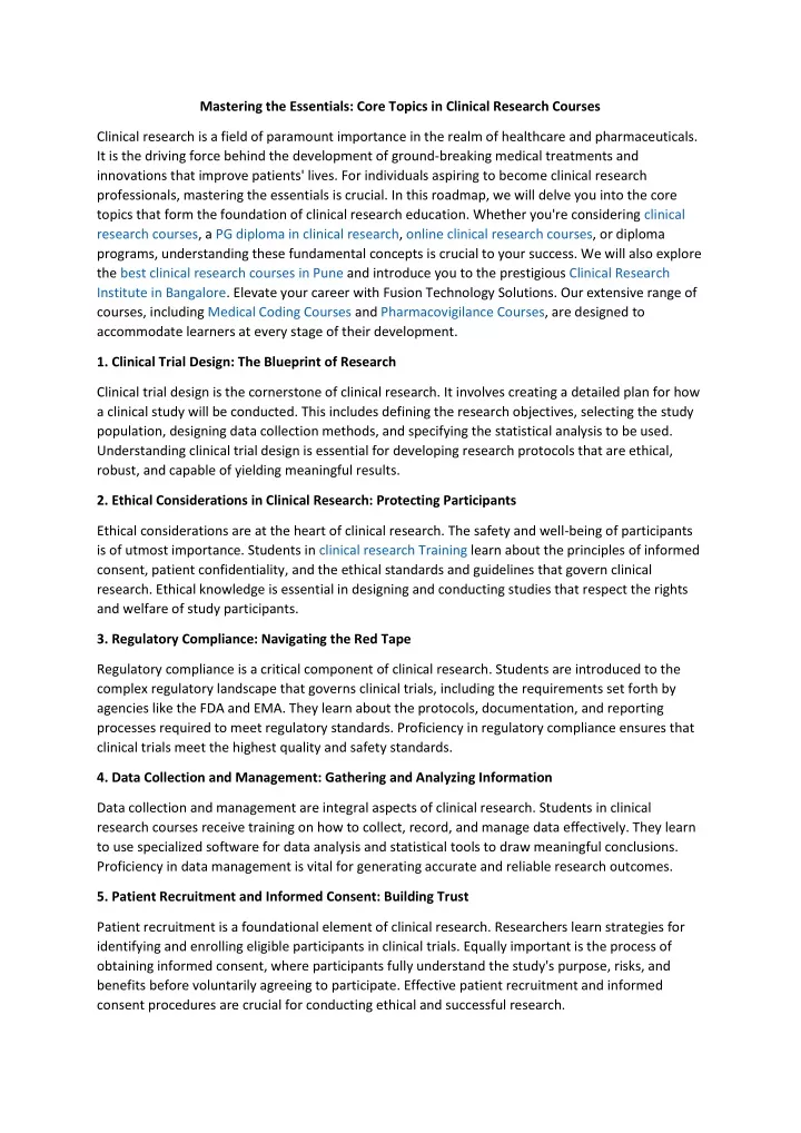 mastering the essentials core topics in clinical