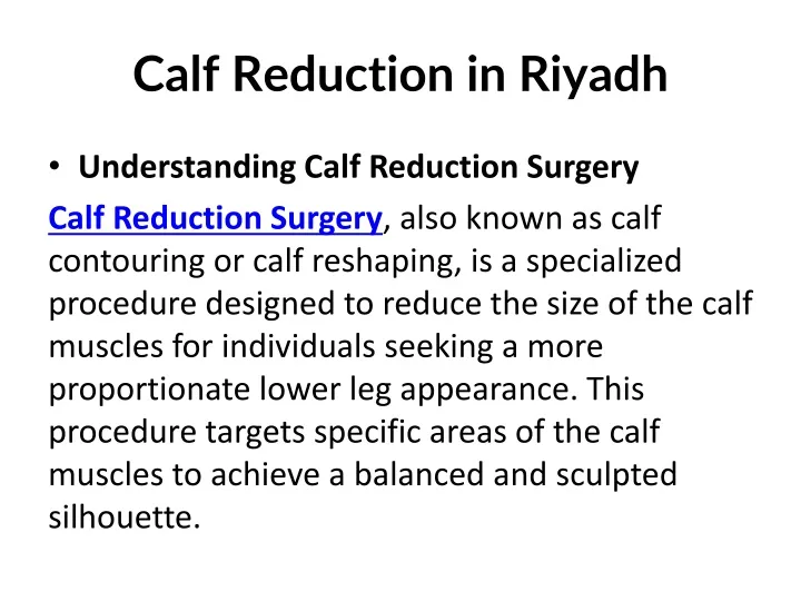 calf reduction in riyadh