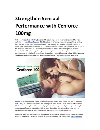 Strengthen Sensual Performance with Cenforce 100mg