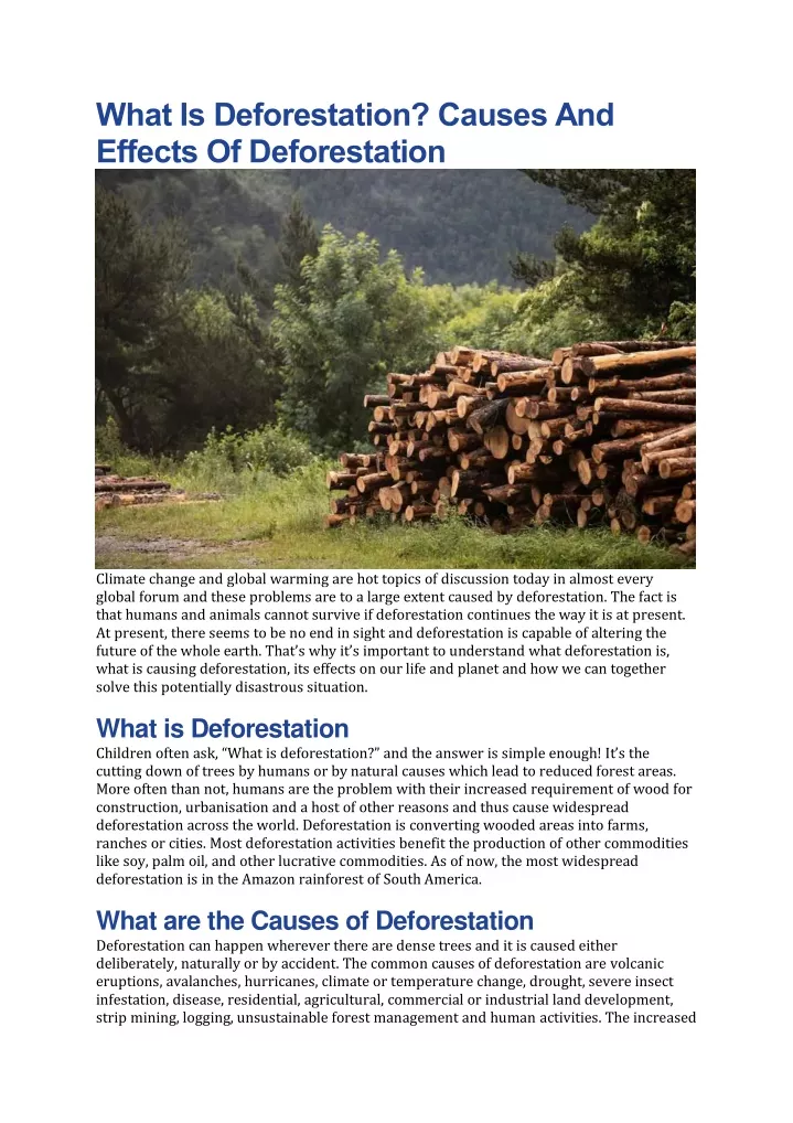 what is deforestation causes and effects