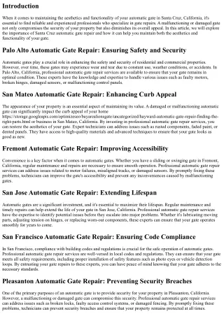 Santa Cruz Automatic Gate Repair: Maintaining Aesthetics and Functionality