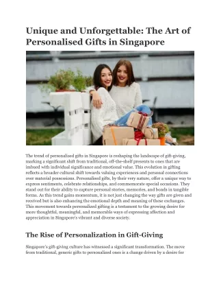 Unique and Unforgettable: The Art of Personalised Gifts in Singapore