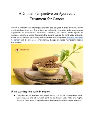 A Global Perspective on Ayurvedic Treatment for Cancer (2)