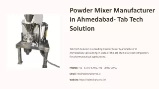 Powder Mixer Manufacturer in Ahmedabad, Best Powder Mixer Manufacturer in Ahmeda