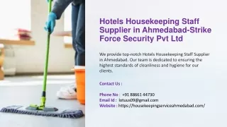 Hotels Housekeeping Staff Supplier in Ahmedabad, Best Hotels Housekeeping Staff
