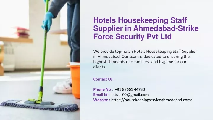 hotels housekeeping staff supplier in ahmedabad