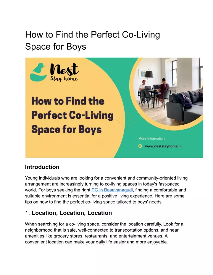 how to find the perfect co living space for boys