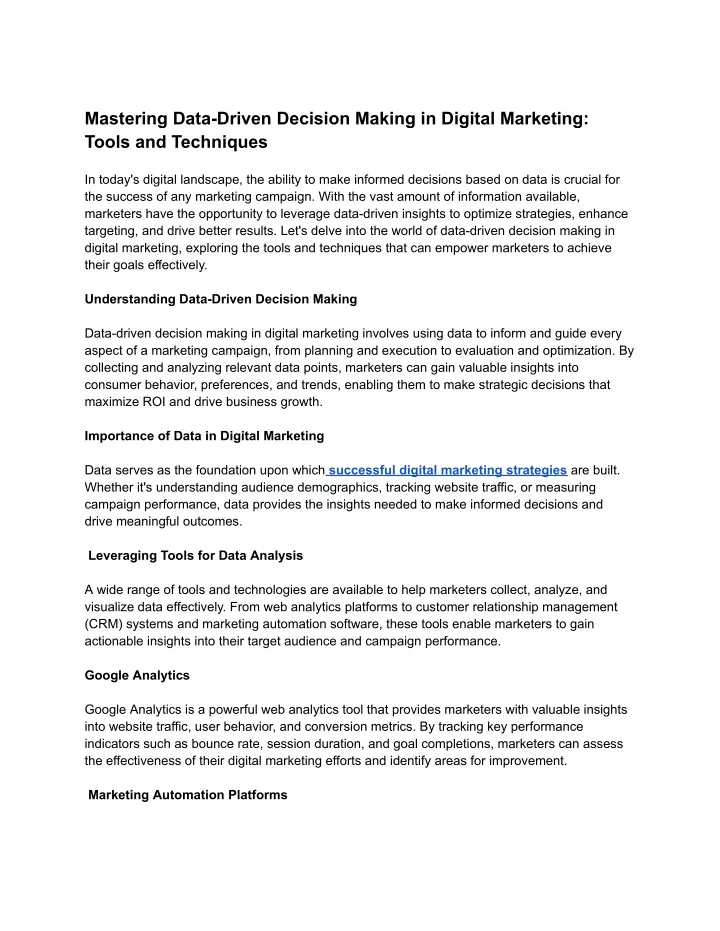 mastering data driven decision making in digital