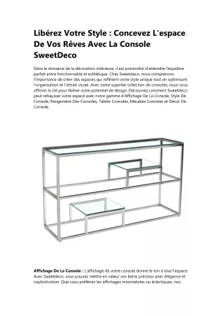 Libérez Votre Style Concevez L'espace De Vos Rêves Avec La Console SweetDeco