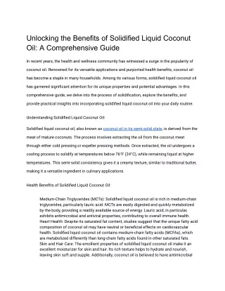 How to Solidified Liquid Coconut Oil