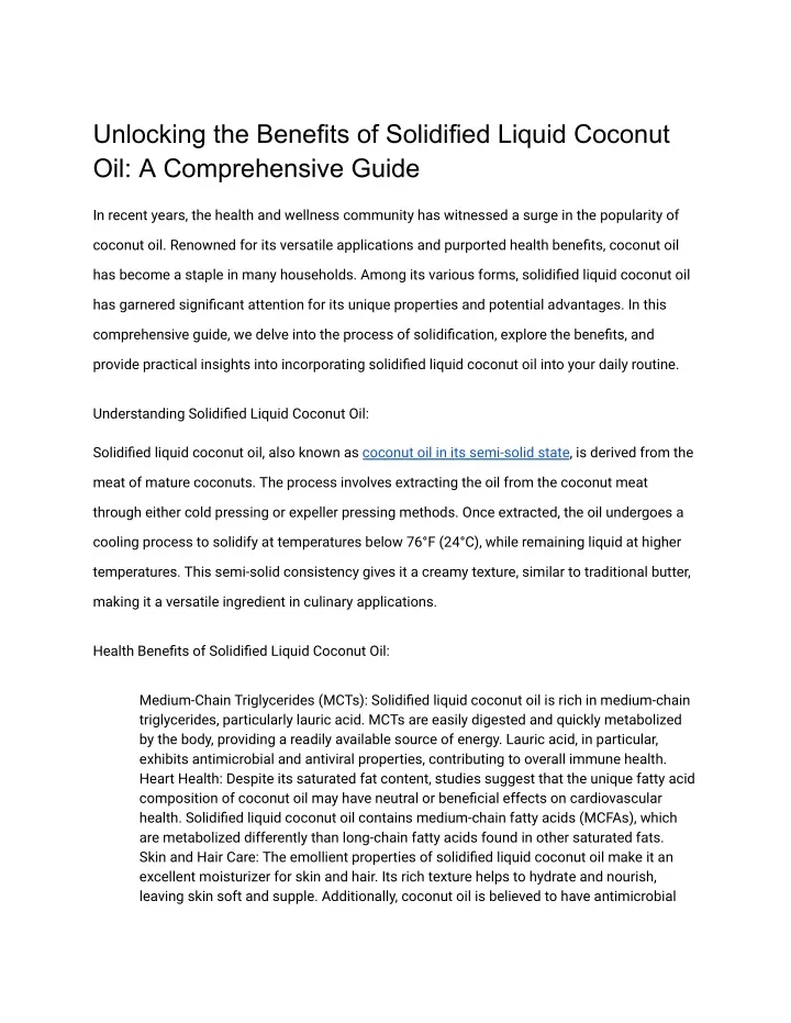 unlocking the benefits of solidified liquid