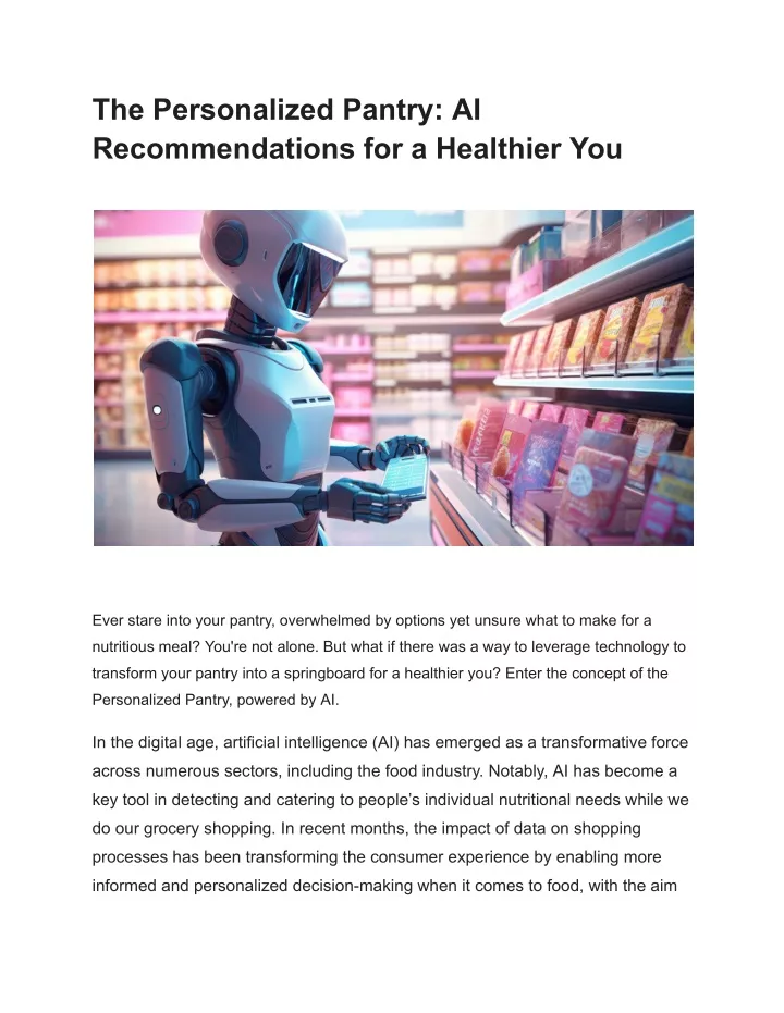 the personalized pantry ai recommendations
