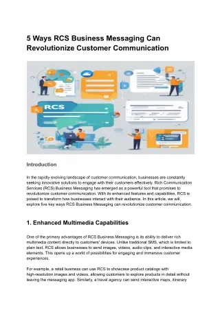 5 Ways RCS Business Messaging Can Revolutionize Customer Communication