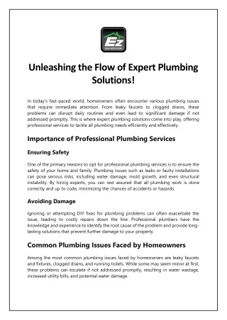 Expert plumbing solutions san marcos