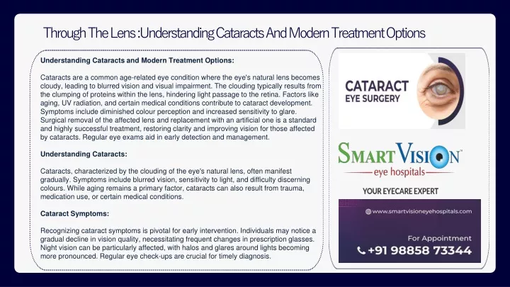 through the lens understanding cataracts and modern treatment options