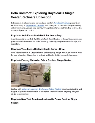Solo Comfort_ Exploring Royaloak's Single Seater Recliners Collection