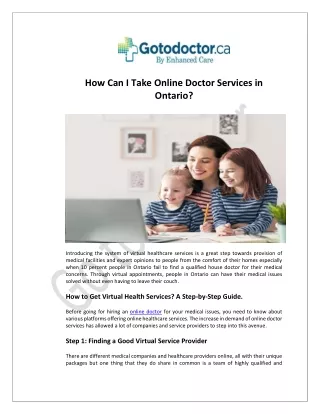 how can i take online doctor services in ontario