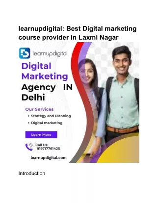 learnupdigital: Best Digital marketing course provider In laxmi Nagar