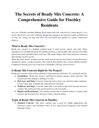 the secrets of ready mix concrete a comprehensive
