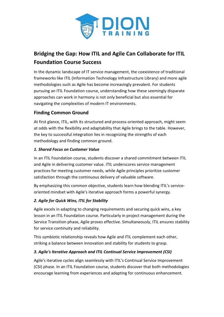 bridging the gap how itil and agile