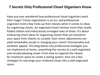 7 Secrets Only Professional Closet Organizers Know