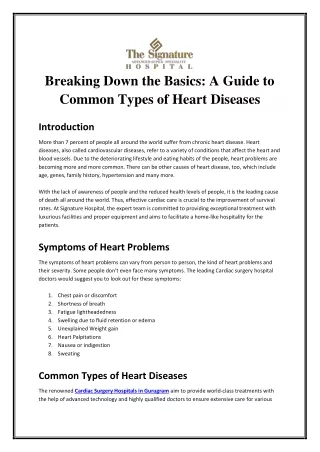 Breaking Down the Basics: A Guide to Common Types of Heart Diseases