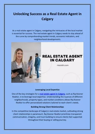 Unlocking Success as a Real Estate Agent in Calgary