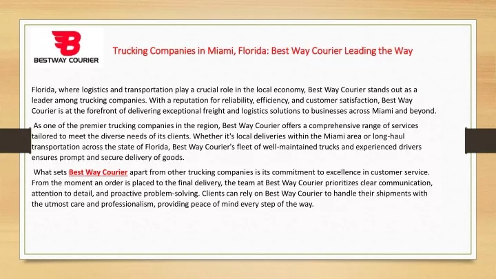 trucking companies in miami florida best