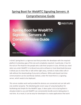 Spring Boot for WebRTC Signaling Servers A Comprehensive Guide