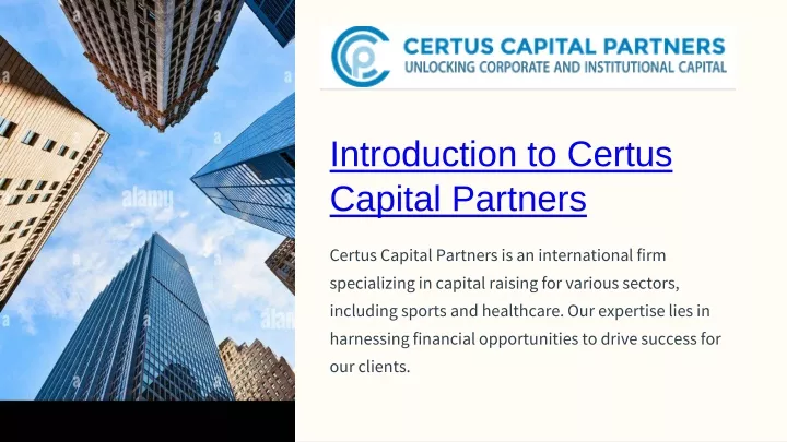 introduction to certus capital partners