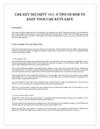 Car Key Security 101: 8 Tips on How to Keep Your Car Keys Safe