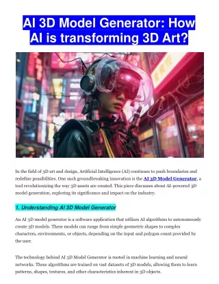 ai 3d model generator how ai is transforming