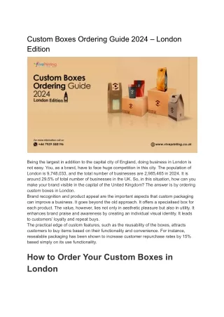 Custom Boxes Ordering Guide 2024 – London Edition