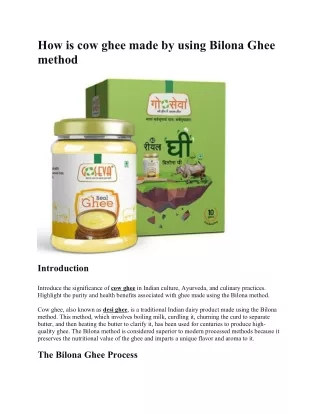 How is cow ghee made by using Bilona Ghee method