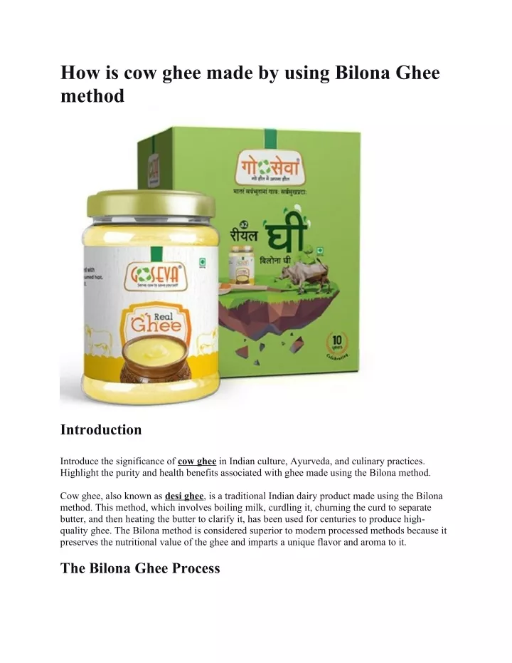 how is cow ghee made by using bilona ghee method