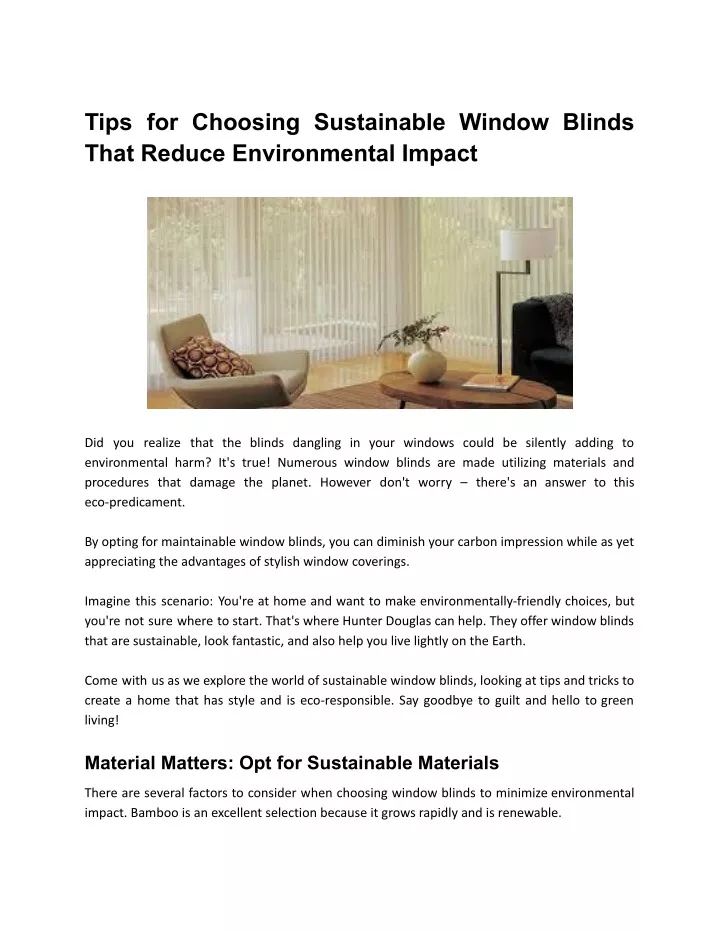 tips for choosing sustainable window blinds that